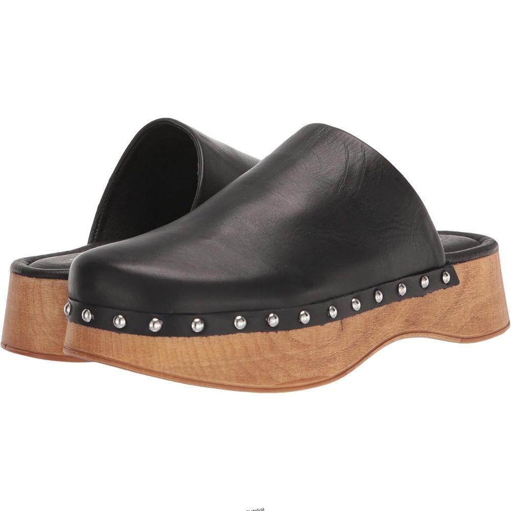 Musse & Cloud Regy Black Leather Clogs Size 40